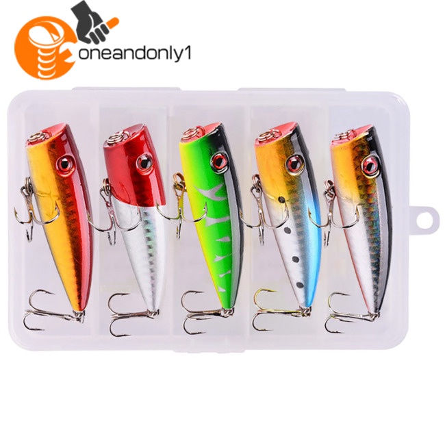 Set 5 Mồi Giả Nhử Cá Kèm Móc Câu Tiện Dụng Chất Lượng Cao