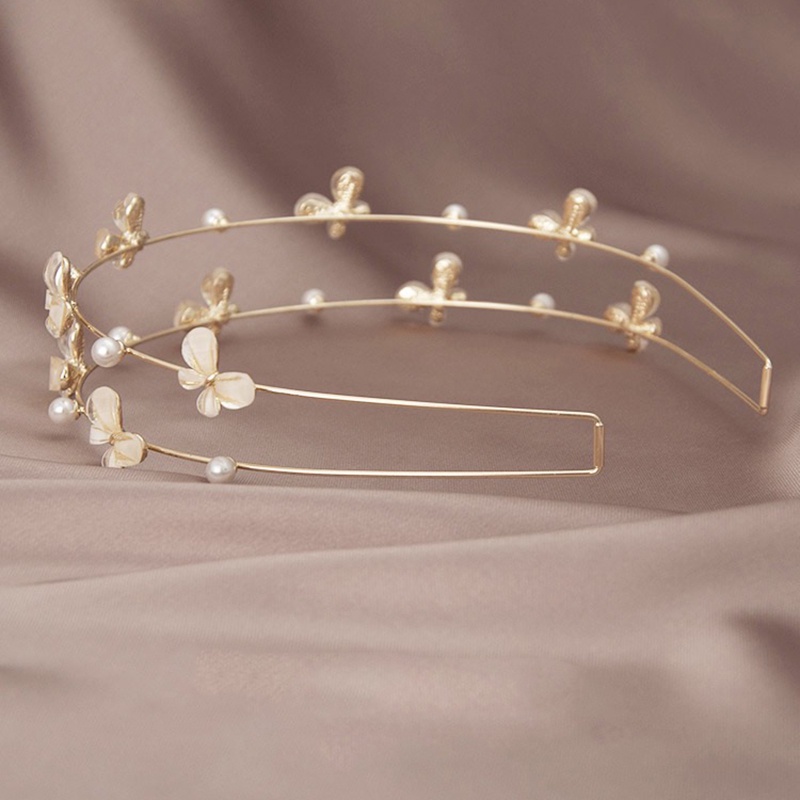 Băng Đô Tóc Hai Lớp Bằng Hợp Kim Hình Bướm Đính Ngọc Trai Thời Trang Dành Cho Nữ CHLINS