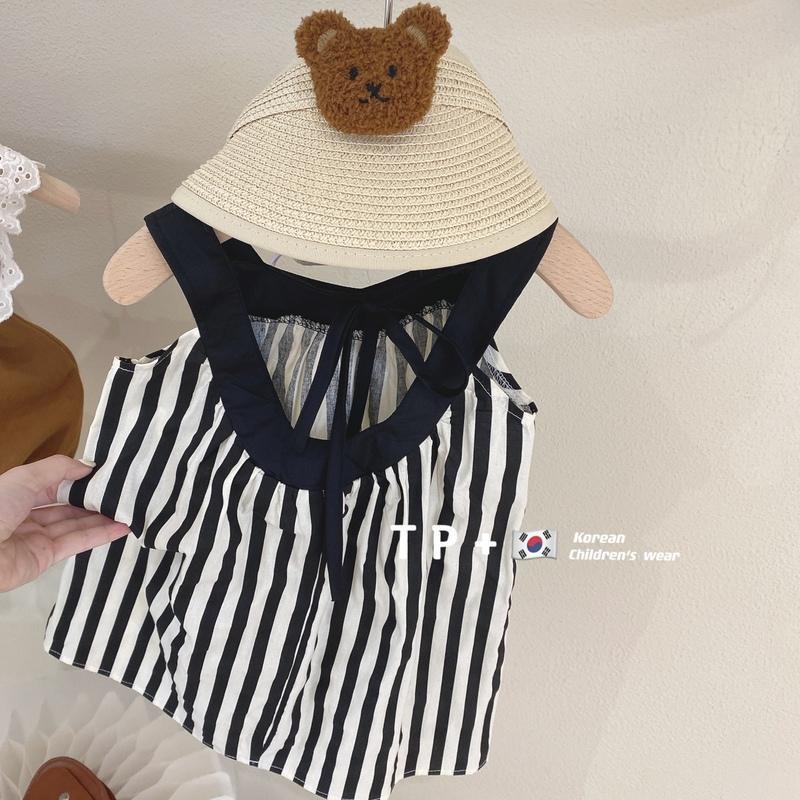 Đầm Công Chúa Hai Dây Hở Lưng Họa Tiết Chấm Bi / Kẻ Sọc Phong Cách Hàn Quốc Thời Trang Cho Bé Gái