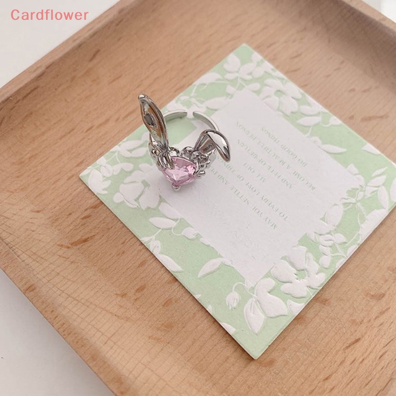 &lt; Cardflower &gt; Nhẫn Hở Đính Đá Zircon Hình Tai Thỏ Đáng Yêu Có Thể Điều Chỉnh Quà Tặng Cho Nữ / Cặp Đôi Mới