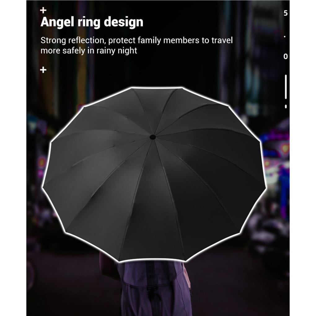 Dù Đảo Ngược Tự Động 12 Ribs Có Đèn LED Kẻ Sọc Phản Quang Cho Nam Và Nữ
