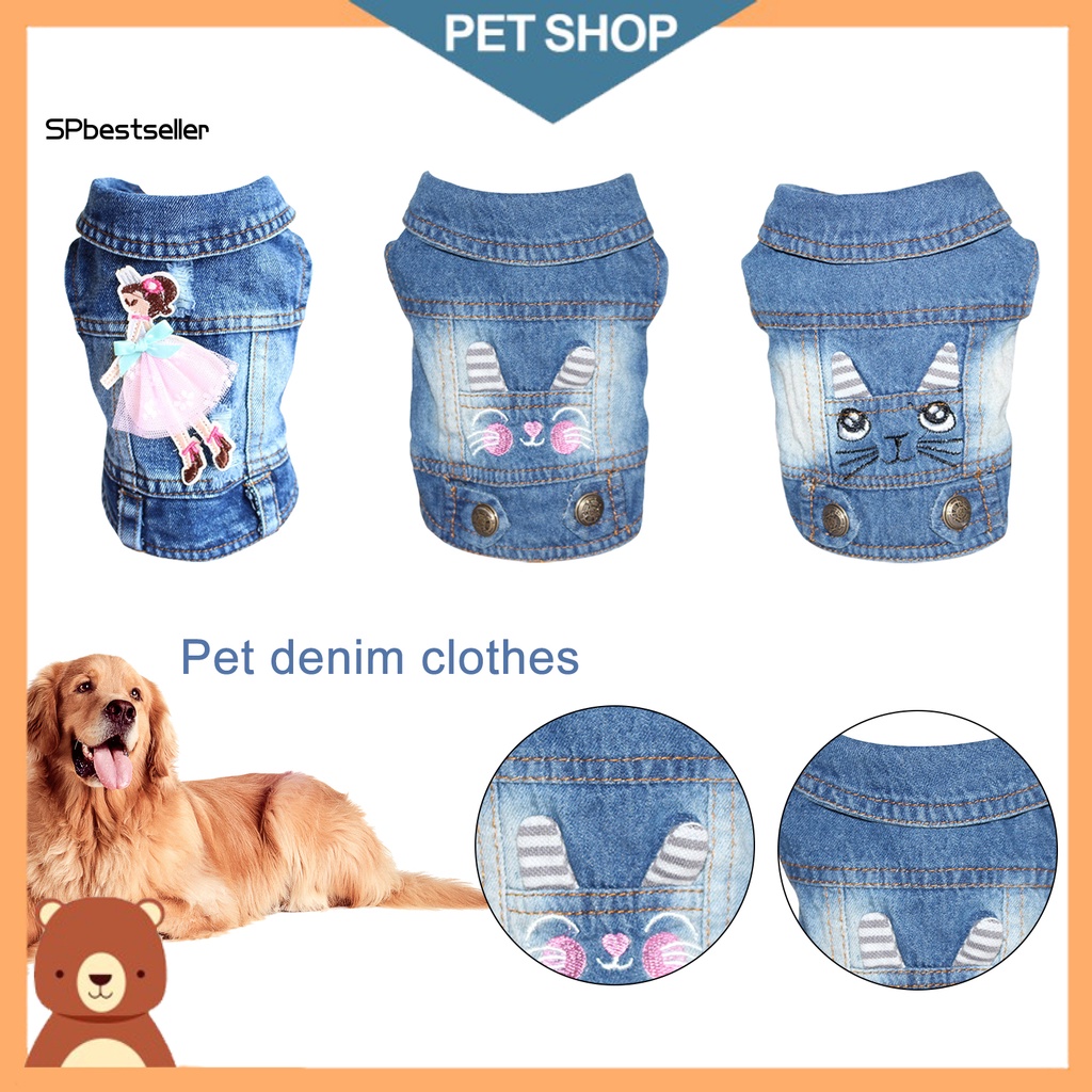 Spbestsellwr Áo Khoác Jean Denim Không Tay Thời Trang Đẹp Mắt Dành Cho Cún Cưng