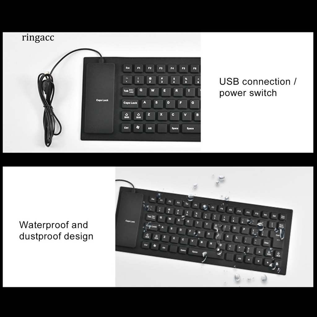 Bàn Phím Mini Có Dây USB Bằng Silicon Mềm Gấp Được RGA 85Keys