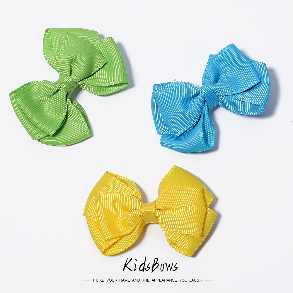 Kẹp tóc nơ KIDSBOWS ruy băng màu trơn dễ thương cho bé gái