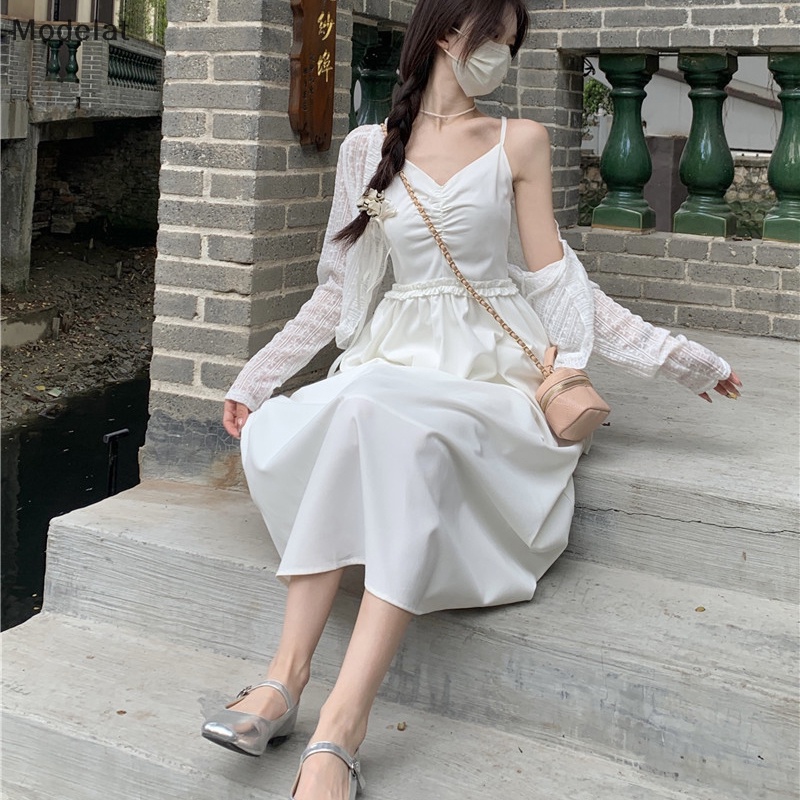 Mfc Đầm Chiffon Hở Vai Dáng Ôm Màu Trơn Thời Trang Mùa Hè Cho Nữ