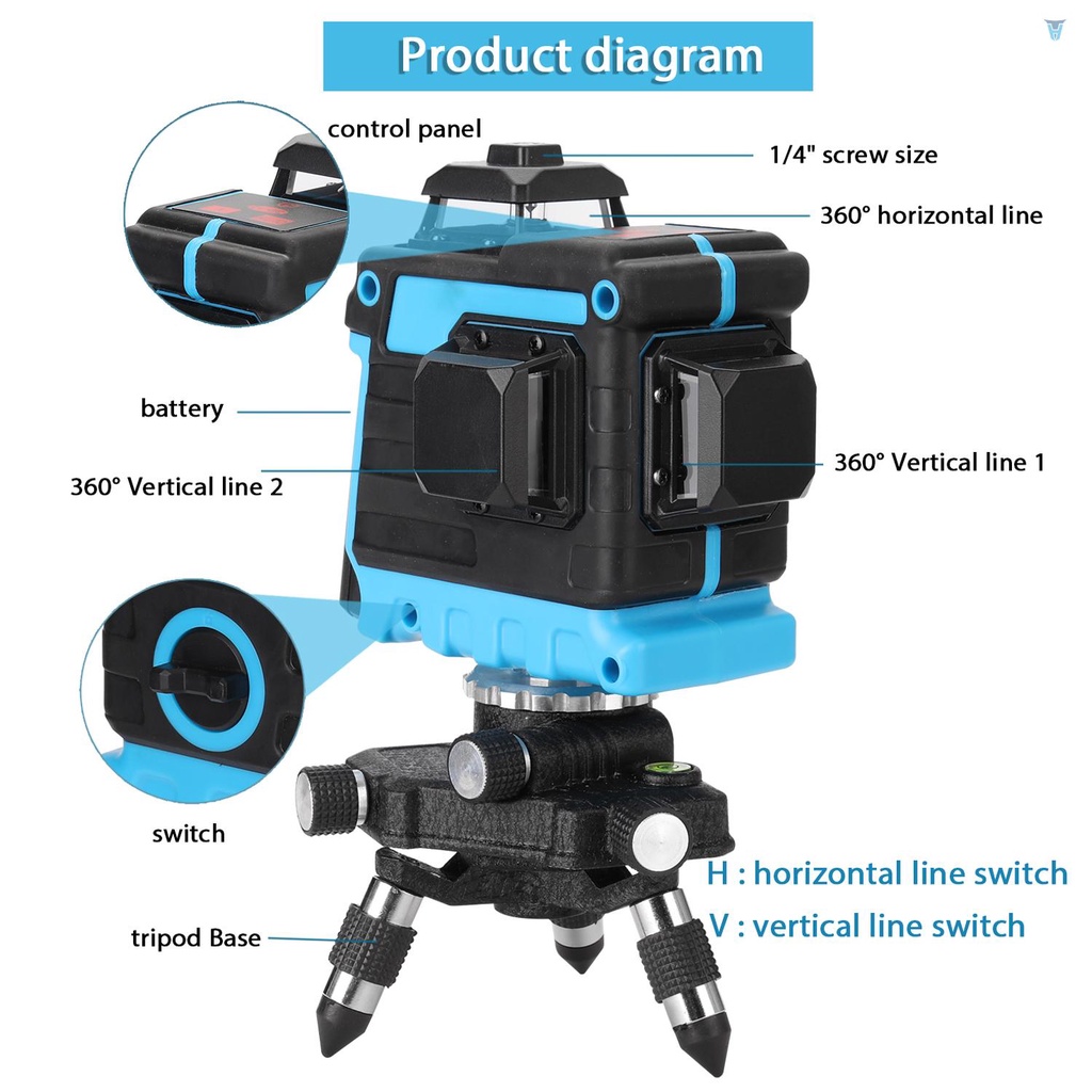 Máy Đo Bằng Tia Laser KKmoon 12 Đường Dọc Đa Năng