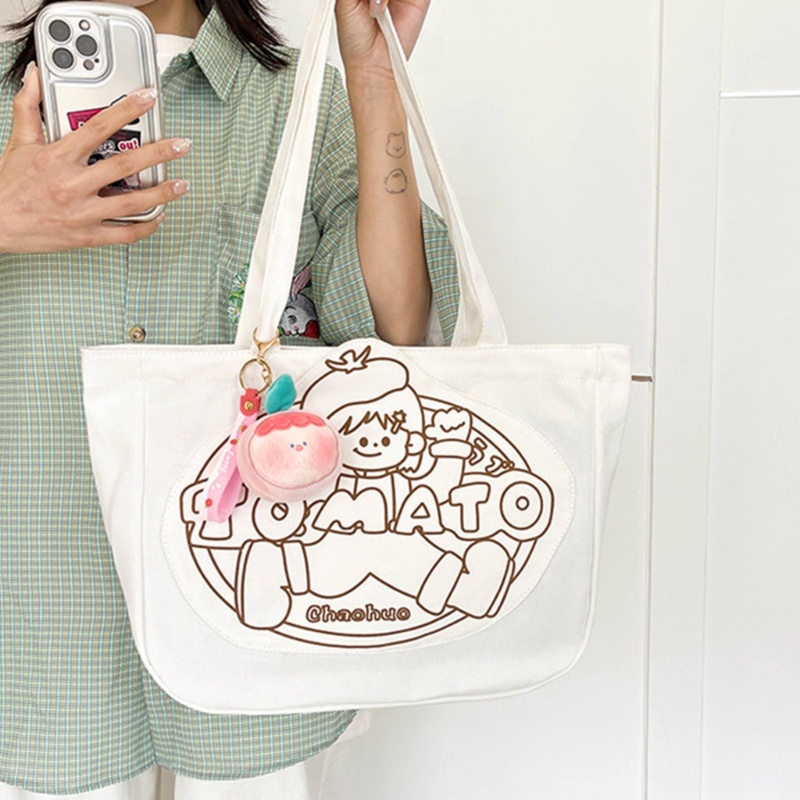 Túi Xách Vải Canvas Cỡ Lớn In Họa Tiết Hoạt Hình Cho Nữ