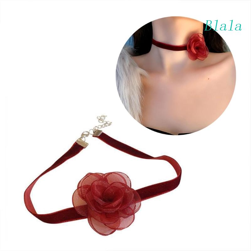 Vòng Cổ Choker Ren Hoa Hồng Đỏ Đen Thời Trang Cho Nữ