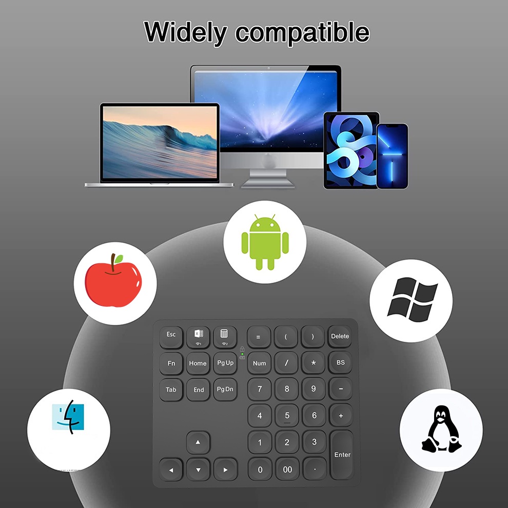 Bàn Phím Số Không Dây Bluetooth 36 Phím Siêu Mỏng Có Thể Sạc Lại Cho Laptop / Ipad