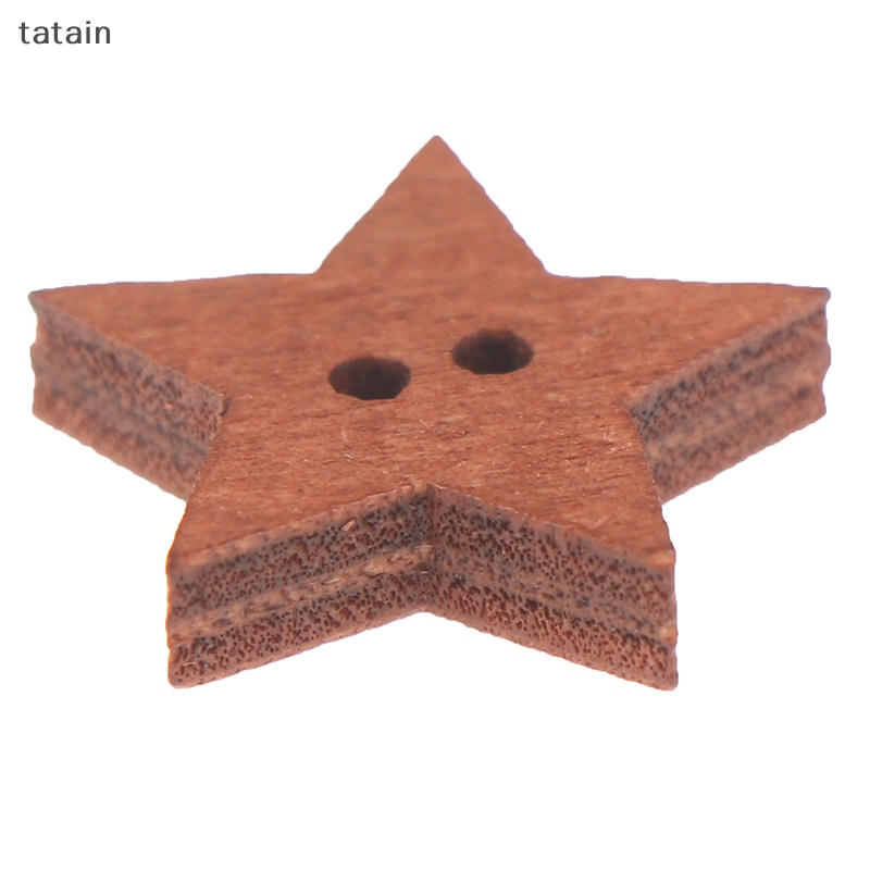 Set 100 Nút Gỗ 2 Lỗ Hình Ngôi Sao Xinh Xắn