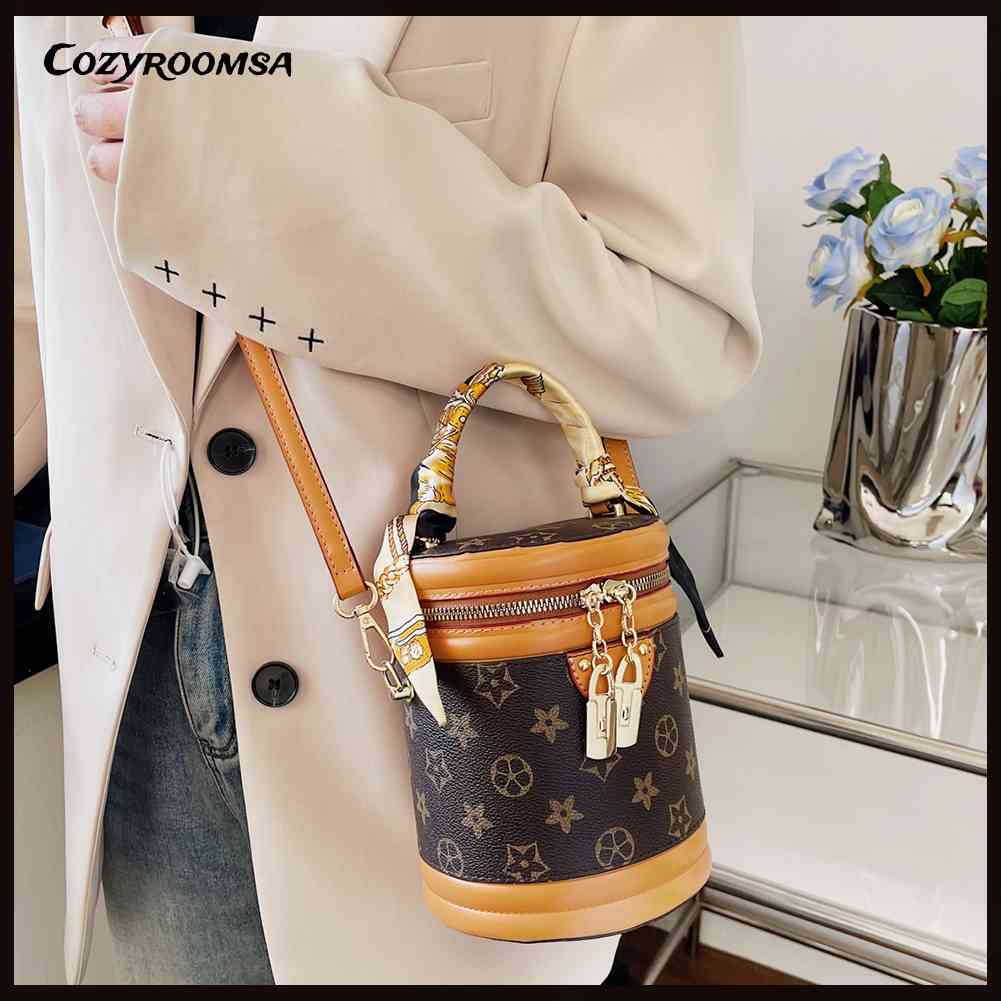 Túi Bucket Cỡ Lớn Có Khóa Kéo Phong Cách Retro Thời Trang Cho Nữ