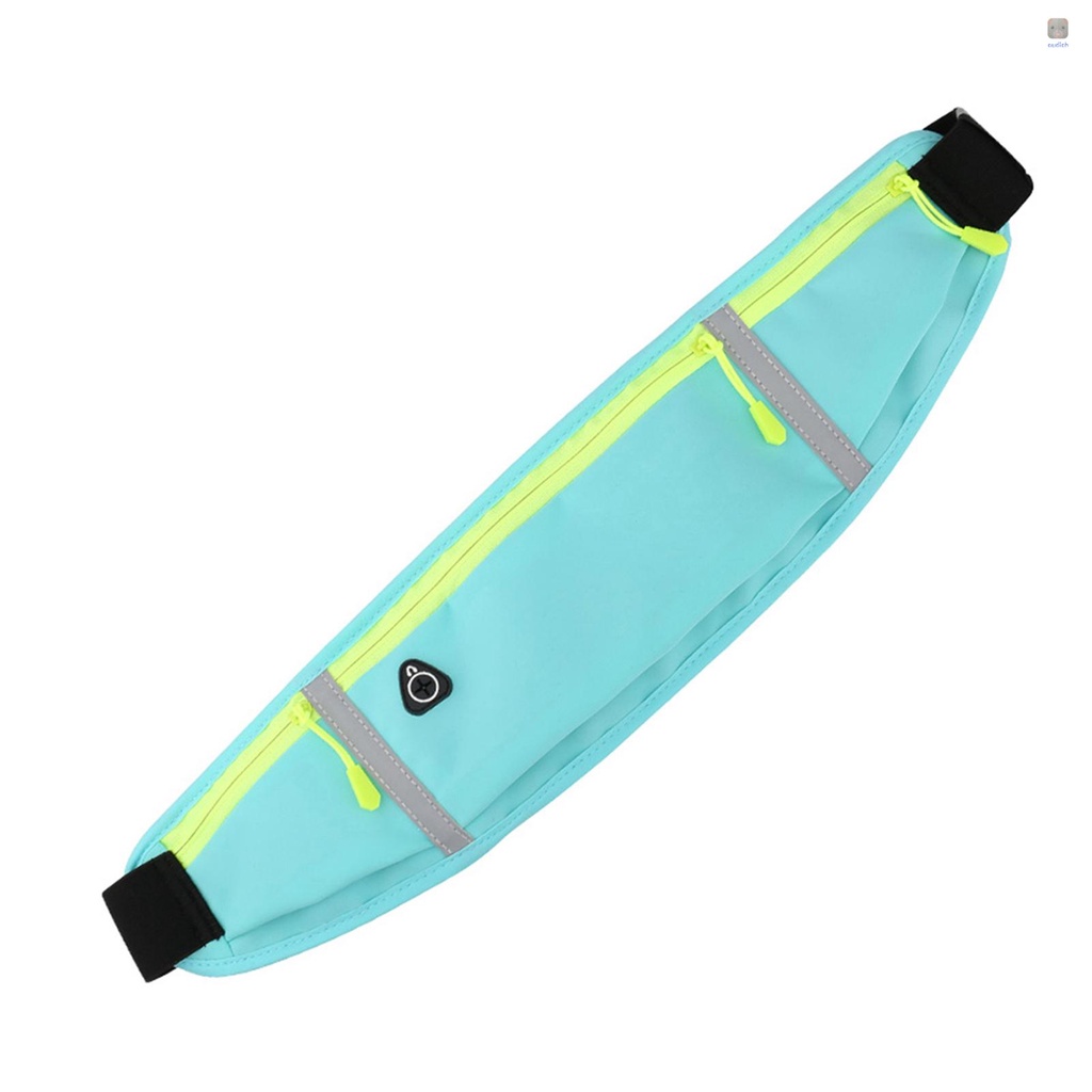 Thắt Lưng Chạy Bộ Siêu Nhẹ Với Túi Đeo Hông Kẻ Sọc Phản Quang Chống Thấm Nước Có Jack Cắm Tai Nghe Và Dây Đeo Co Giãn Điều Chỉnh Được Cho Nam Và Nữ