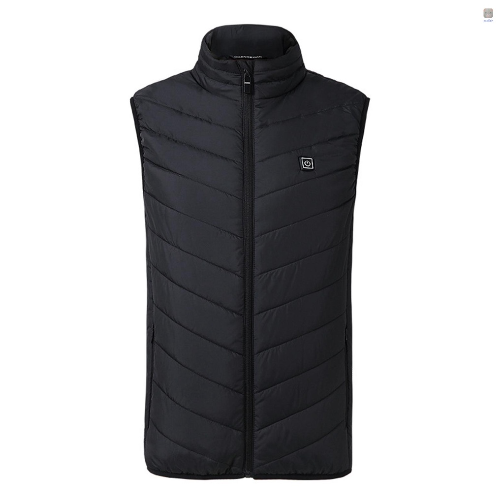 Áo Khoác Sưởi Ấm 3 Cấp Độ Có Khóa Kéo Màu Đen Kích Thước M Tiện Dụng Cho Các Hoạt Động Ngoài Trời