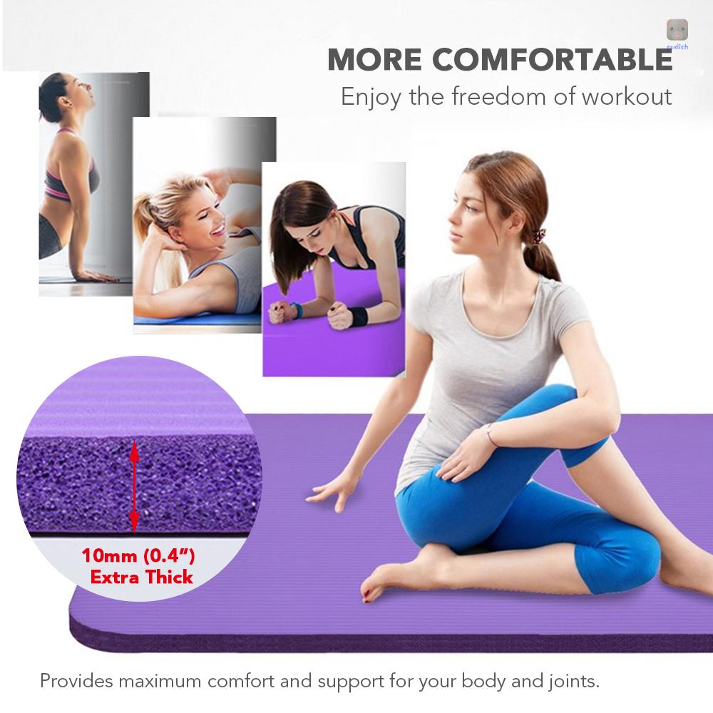 Thảm Tập Yoga Dày 10mm Chống Trượt Kèm Dây Đeo Và Túi Lưới Tiện Dụng
