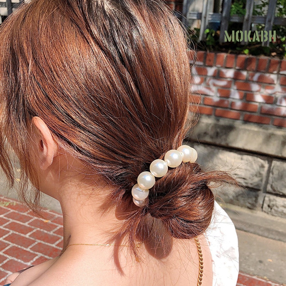 2 Dây Cột Tóc Đính Hạt Ngọc Trai Nhân Tạo Lãng Mạn Thời Trang Cho Nữ