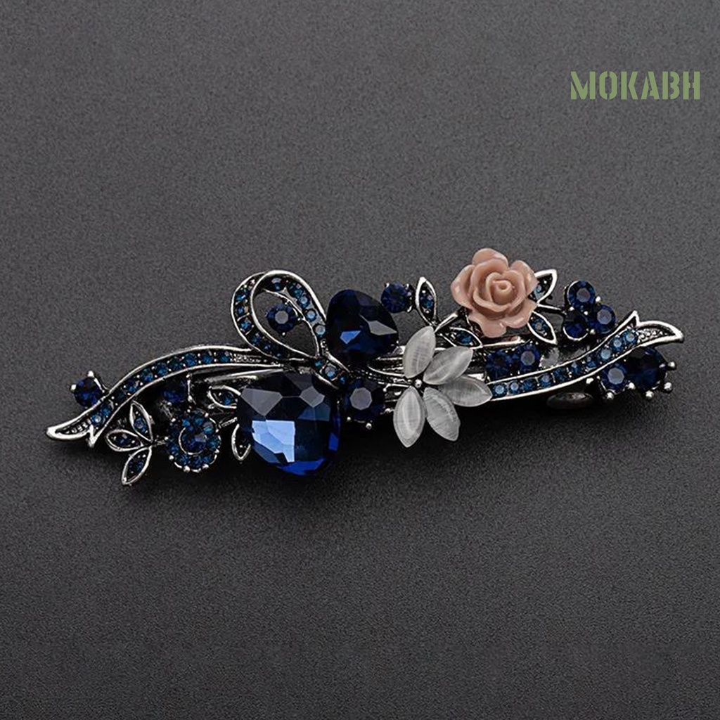 Kẹp Tóc Bằng Hợp Kim Chống Trượt Họa Tiết Hoa Lá Phong Cách Vintage Đa Năng