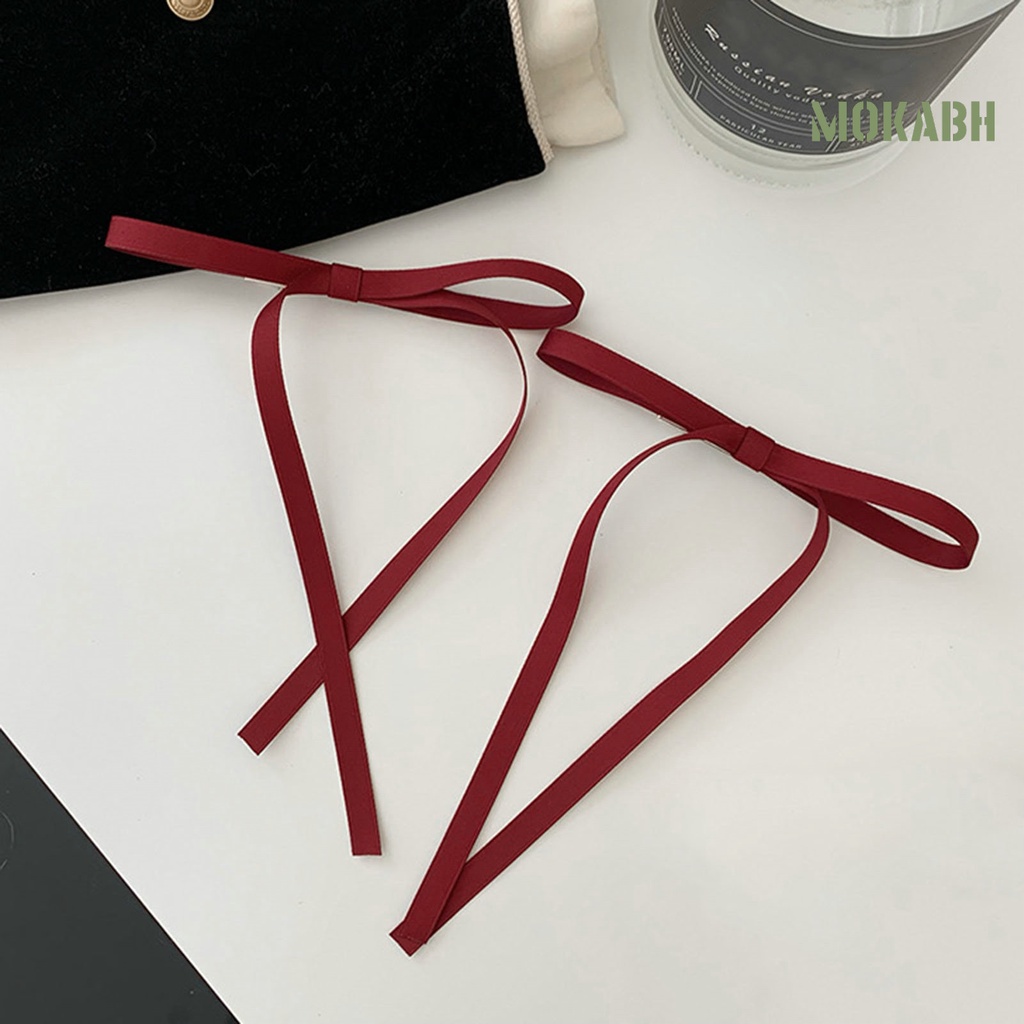 Bộ 2 Dây Cột Tóc Ruy Băng Mềm Mại Màu Trơn Không Phai Cho Nữ