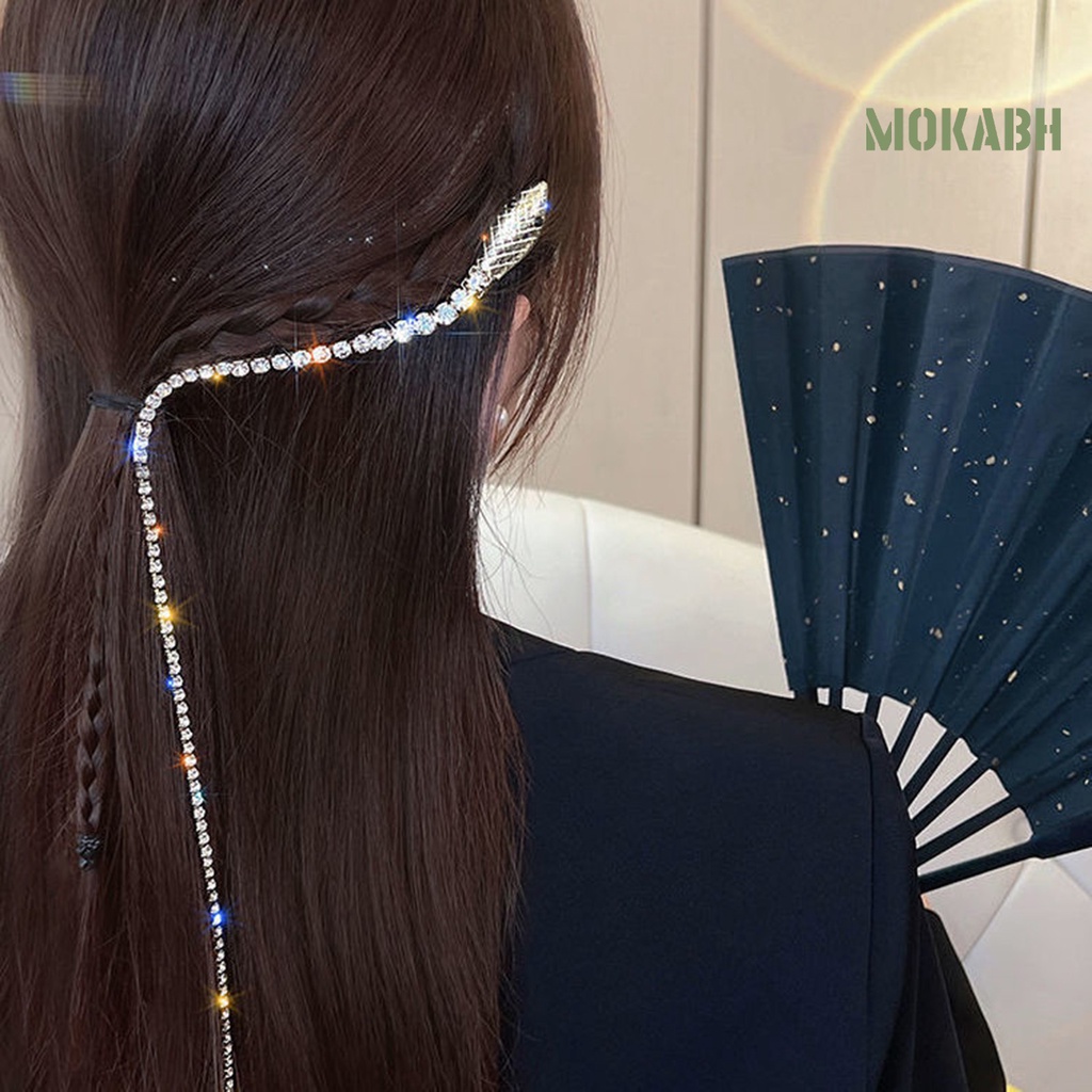 [Mok Abh] Kẹp Tóc Dạng Chuỗi Rắn Đính Đá Lấp Lánh Phong Cách Punk