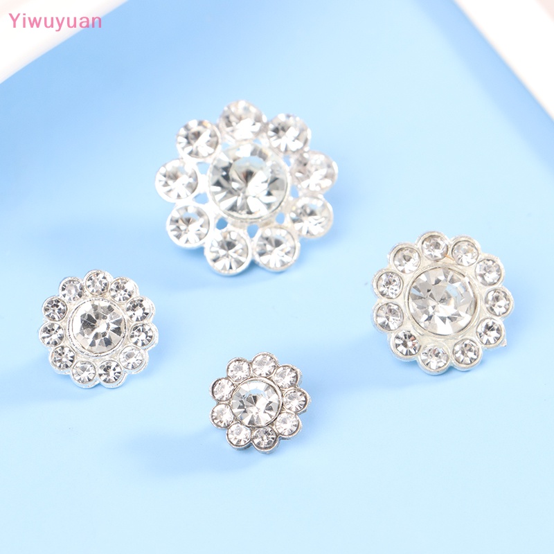 10 Nút Áo Hình Hoa Bằng Kim Loại Đính Đá Lấp Lánh DIY Mới