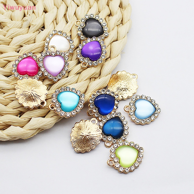 Phụ Kiện Trang Sức Treo Tường Hình Trái Tim Đính Đá 18MM Màu Vàng Mới