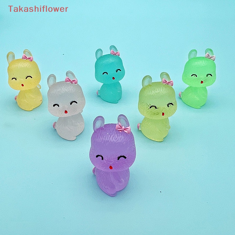 Set 2 Phụ Kiện Trang Trí Điện Thoại Hình Chú Thỏ Mini Bằng Nhựa Resin Dạ Quang DIY