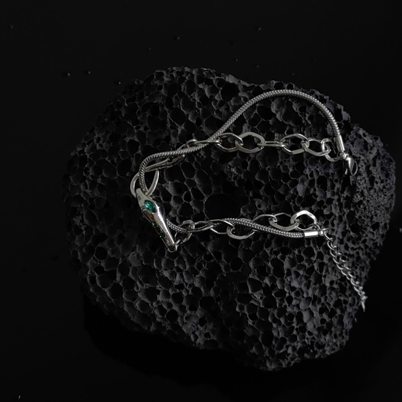 Vòng Đeo Tay Hai Lớp Dai Ling Rắn Thiết Kế Mặt Cảm Giác Nâng Cao Phong Cách hip hop Đường Phố Cá Tính Sang Trọng