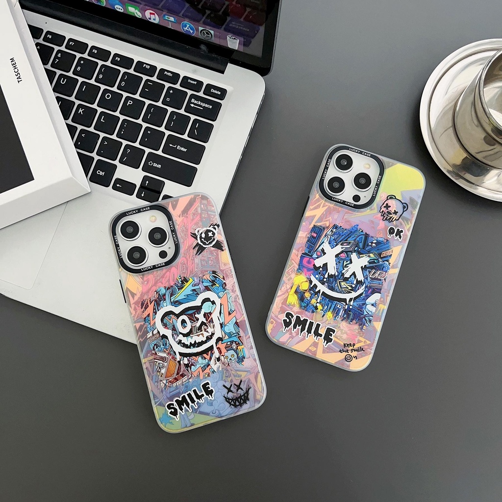 Ốp Điện Thoại Tpu Dẻo Trong Suốt Họa Tiết Graffiti Thời Trang Chống Sốc Cho iPhone 14 13 12 11 Pro Max