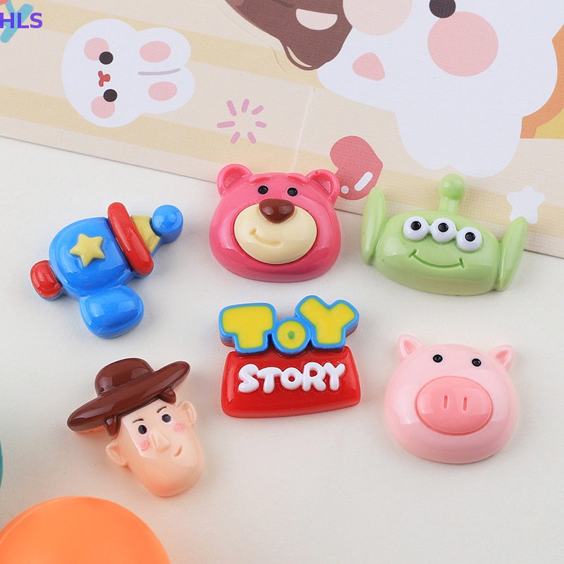 Set 10 Phụ Kiện Kẹp Tóc / Điện Thoại Hình Động Vật Hoạt Hình Bằng Nhựa Resin DIY