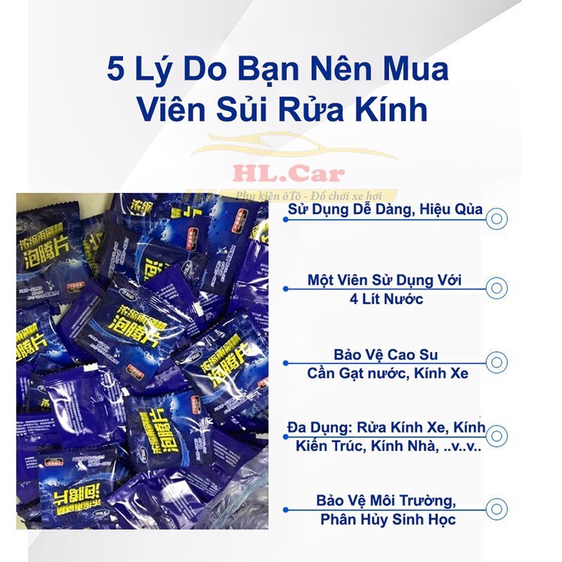 Viên Sủi Rửa Kính Ô tô, Nước Rửa Kính - Gạt Kính Siêu Sạch