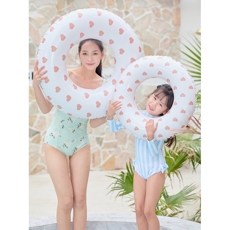 Xiaolu ins Phao Bơi Bơm Hơi Dày Dặn Hình Quả Cherry Kẻ Sọc Retro Dành Cho Trẻ Em