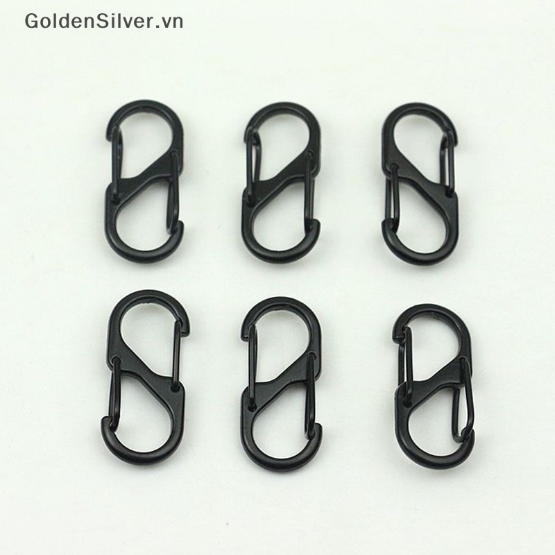 Móc Khóa Mini Chữ S Bằng Thép Không Gỉ Màu Vàng Bạc Kèm Khóa Tiện Dụng Mang Theo Du Lịch Cắm Trại