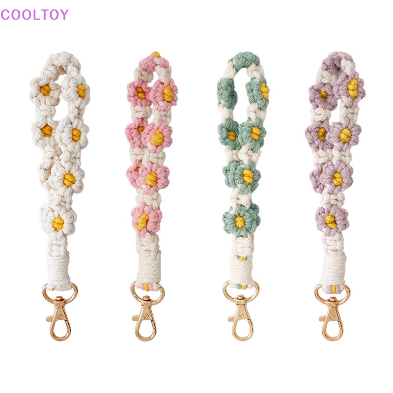 Cooltoy Móc Khóa Dây Tua Rua Dệt Thủ Công Hình Hoa Cúc Phong Cách Bohemian Trang Trí Xe Hơi