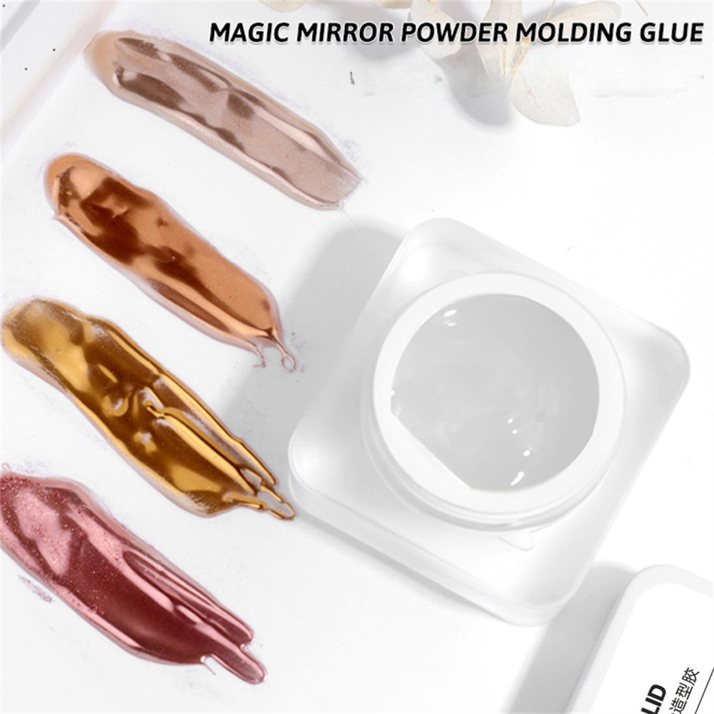 Chất kết dính đúc khuôn bán rắn trong suốt Gel nghệ thuật làm móng tay Magic Mirror Powder UV Model Gel ManicureXEIJAYI Đóng hộp bán rắn Magic Mirror Powder Moulding Dính đa chức năng