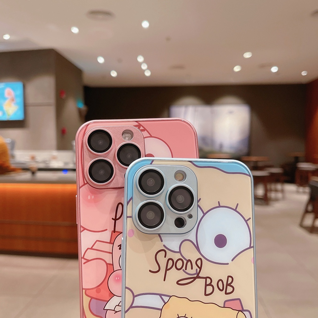 Ốp Điện Thoại PC Cứng Chống Rơi Hình Spongebob Cho iPhone 11 12 13 14 PRO MAX XR XS 7 8 Plus