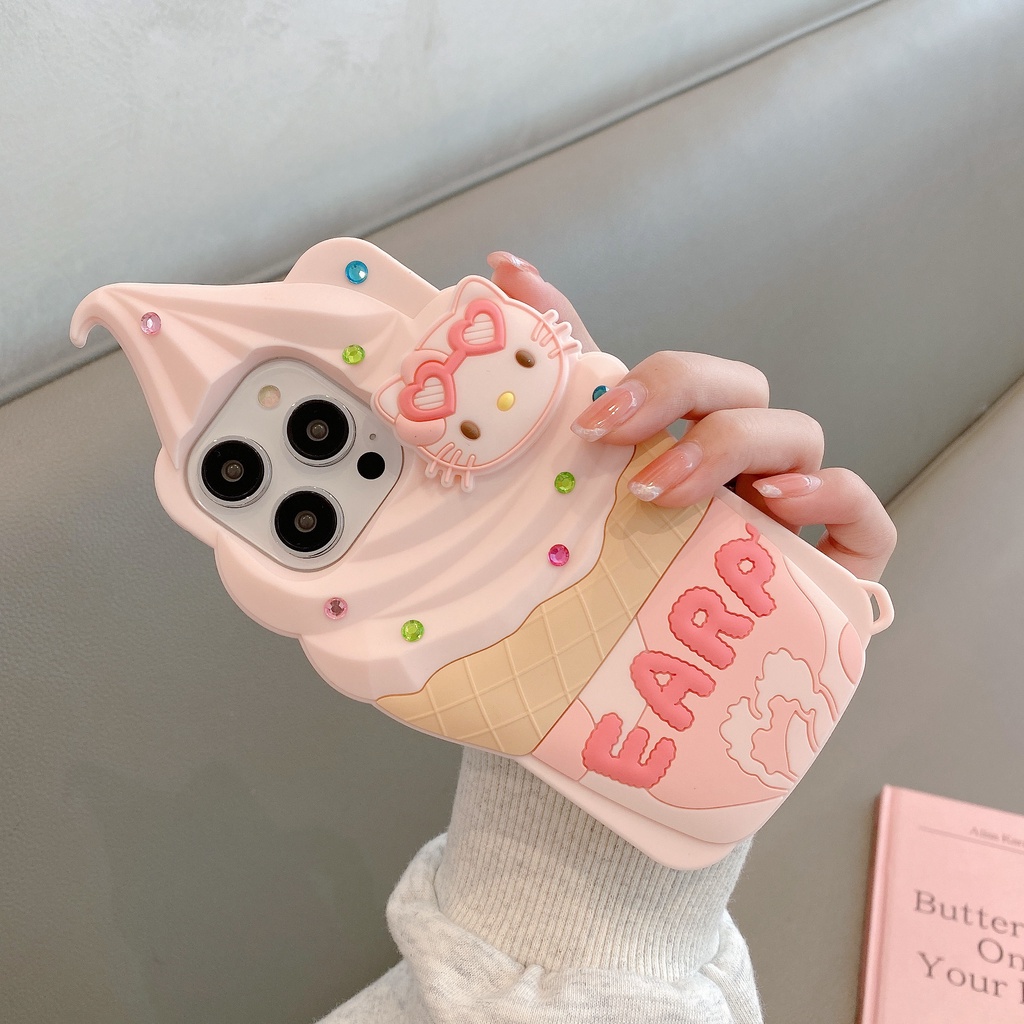 Ốp Điện Thoại TPU Mềm Chống Sốc Hình Que Kem / Mèo 3D Cho iPhone 13 12 11 14 Pro Max