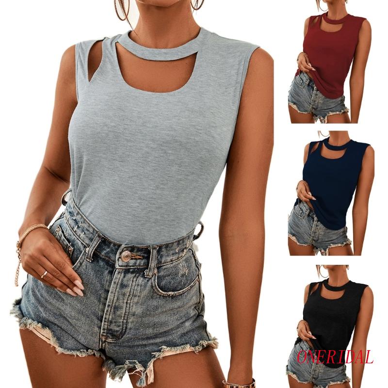 Áo Sát Nách Cổ Tròn Màu Trơn Đơn Giản Cho Nữ