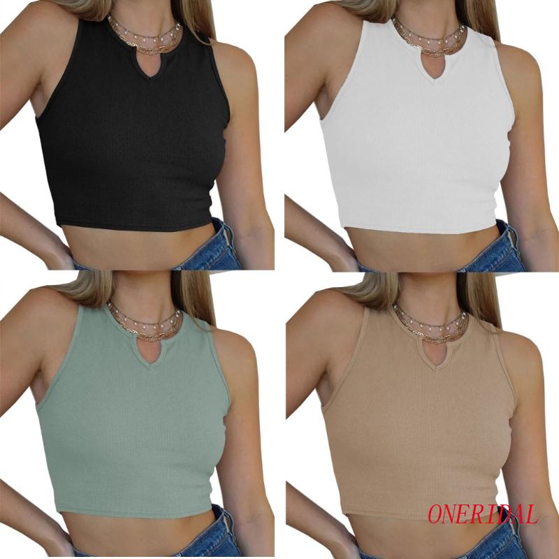 Áo Lửng Không Tay Cổ Chữ V Màu Trơn Thời Trang Dành Cho Nữ