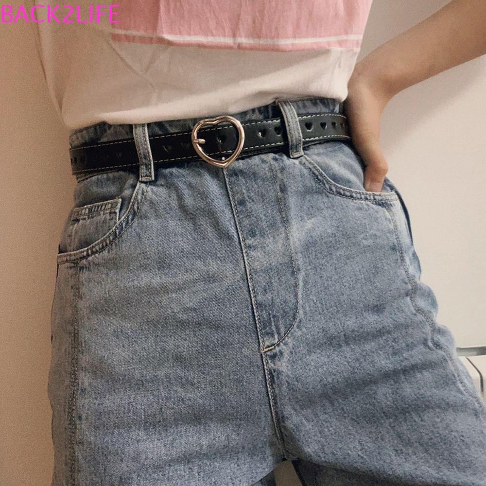 Thắt Lưng Da 2 Đầu Khóa Kim Loại Hình Trái Tim Đơn Giản Phong Cách Vintage