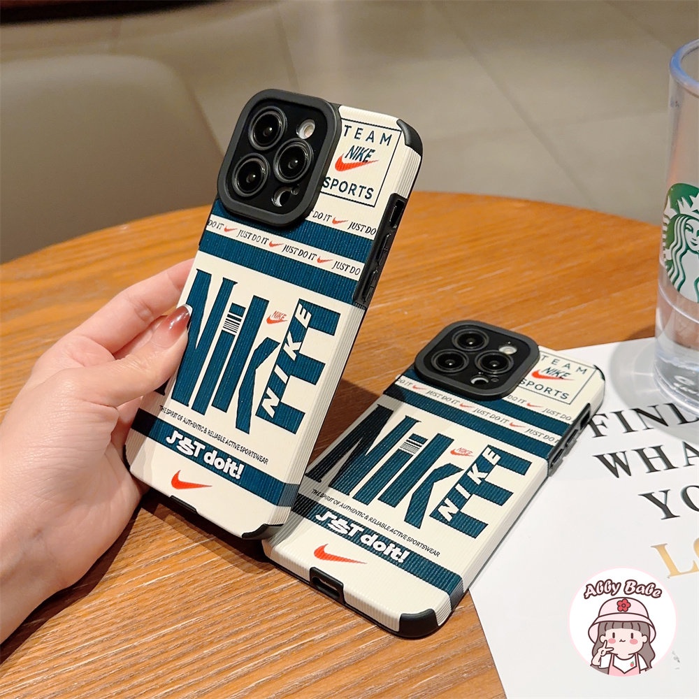 Ốp Điện Thoại Da Giả Viền TPU Dẻo Màu Xanh Dương Đậm In Chữ Độc Đáo Thời Trang Cho IPhone 14 Pro Max 11 12 11 Pro Max X 7Plus