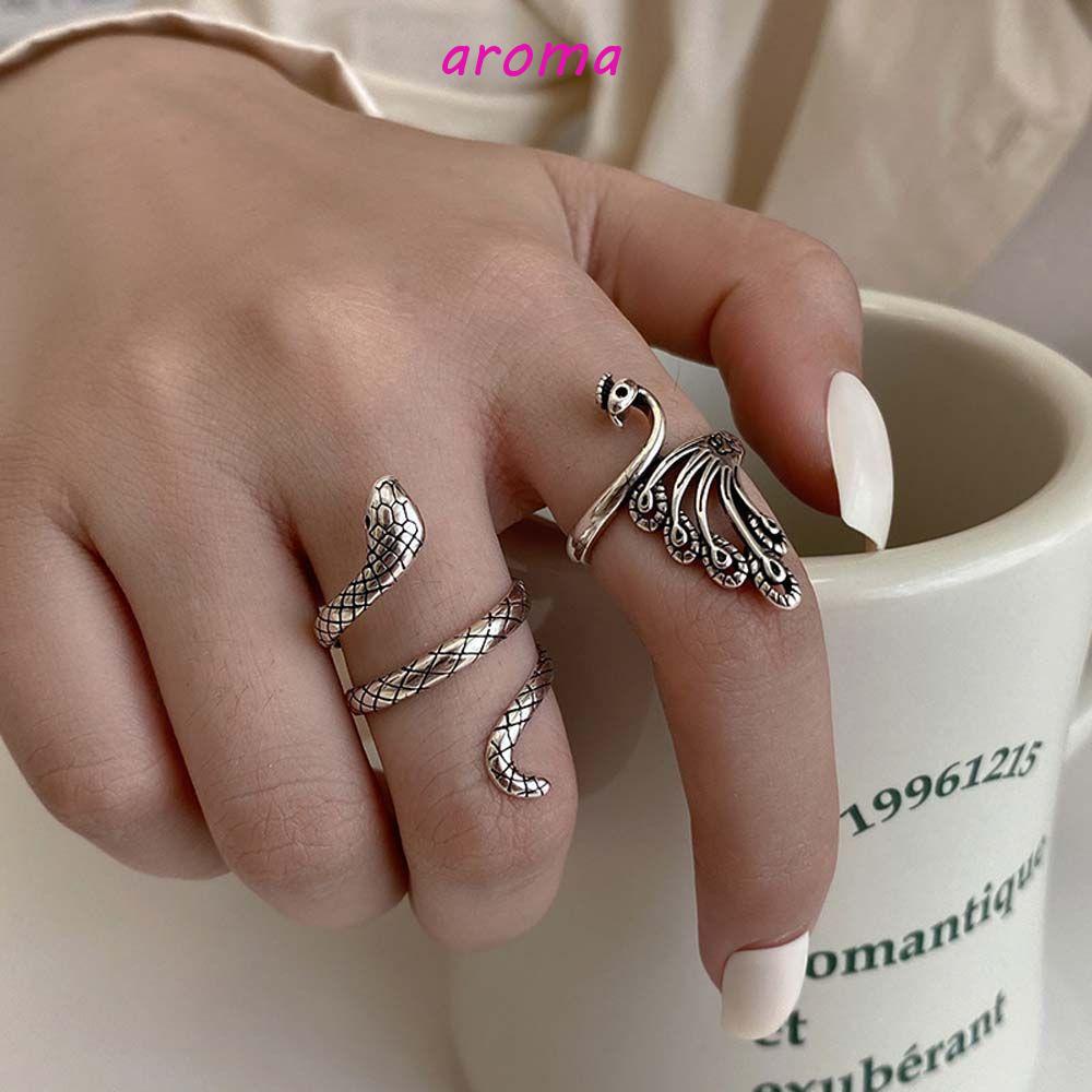 Nhẫn Hở Hình Chim Công Phong Cách Gothic Cổ Điển|Dây Chuyền Mặt Hình Rắn Thời Trang Cho Nữ