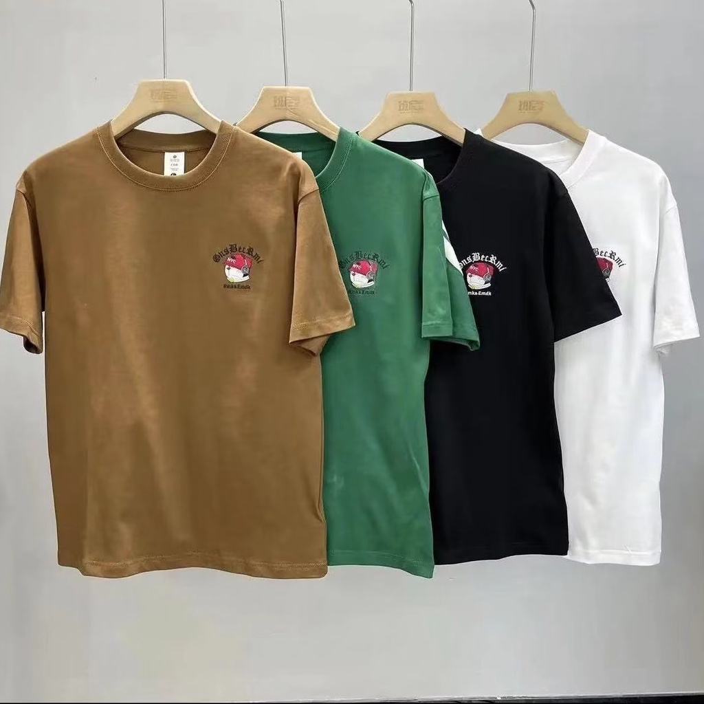 Áo Thun Cotton Ngắn Tay In Họa Tiết Đơn Giản Phong Cách Hàn Quốc Cho Nam