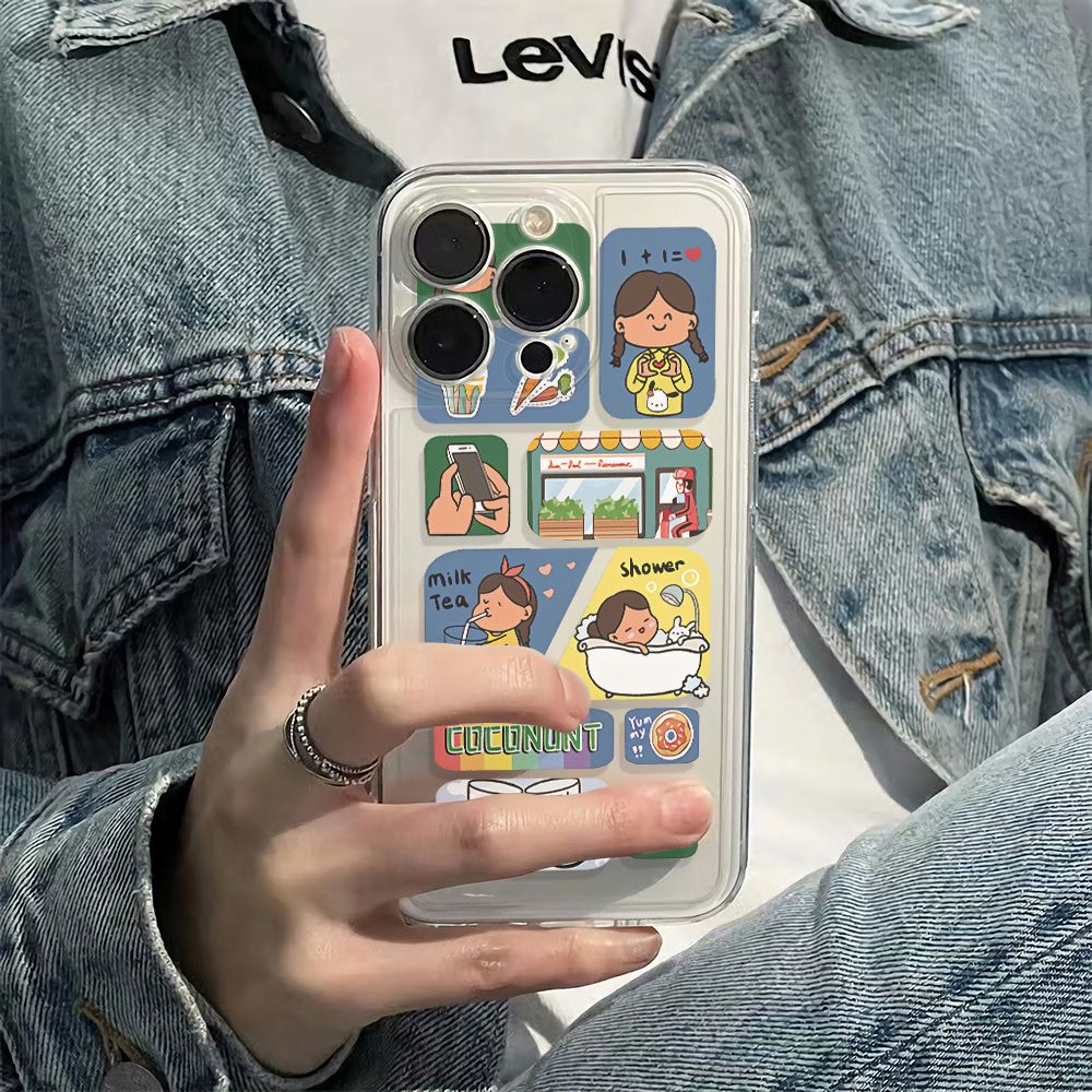 ✅Ốp Điện Thoại Dẻo Họa Tiết Cô Gái Đơn Giản Thời Trang Chống Sốc Cho iPhone1213 14pro SO0U 11 786In