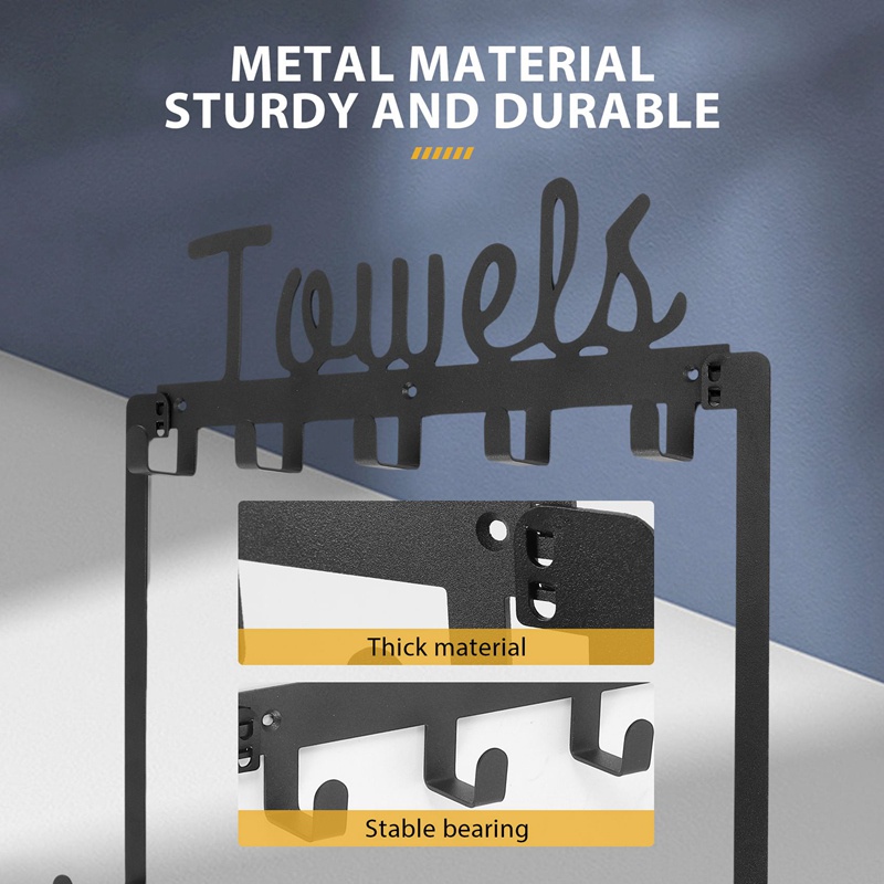 Giá Treo Cửa 5 Móc Màu Đen Tiện Dụng Cho Phòng Tắm