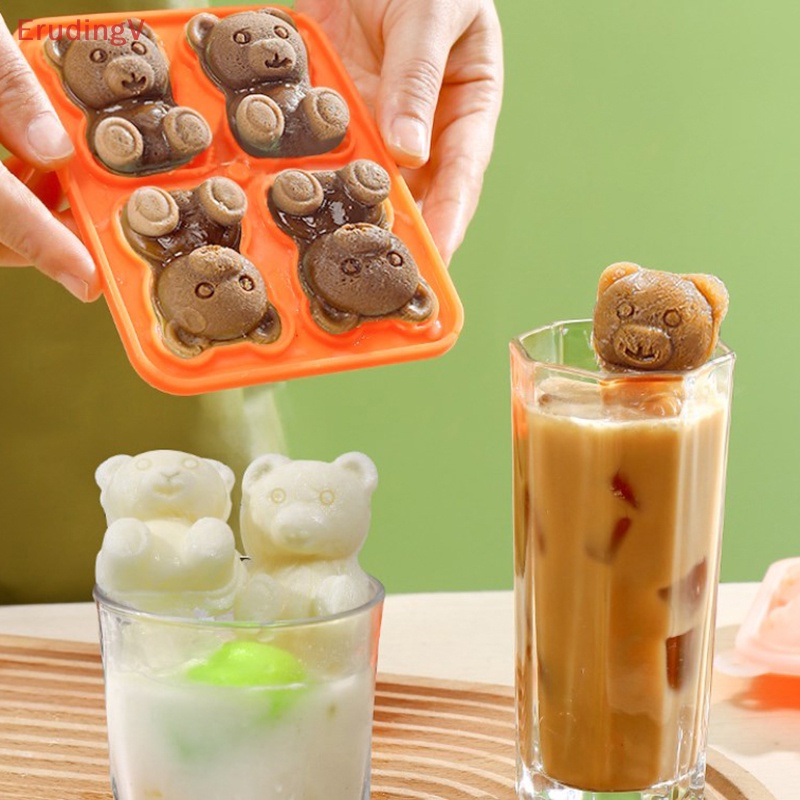 [ErudingV] Khuôn Làm Đá Viên Hình Gấu Dễ Thương Chống Văng Và Rơi Dễ Dàng Để Tủ Lạnh [Mới]