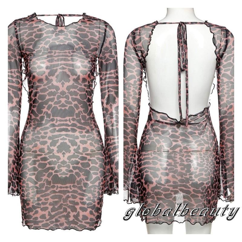 Đầm Tay Loe Hở Lưng Họa Tiết Da Báo Gợi Cảm Thời Trang Dành Cho Nữ