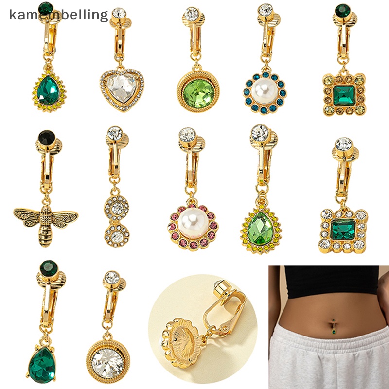 Kamembelling Khuyên Rốn Đính Đá Zircon Giả Gợi Cảm Không Cần Thanh Trang Sức Đi Biển Mùa Hè Cho Nữ EN