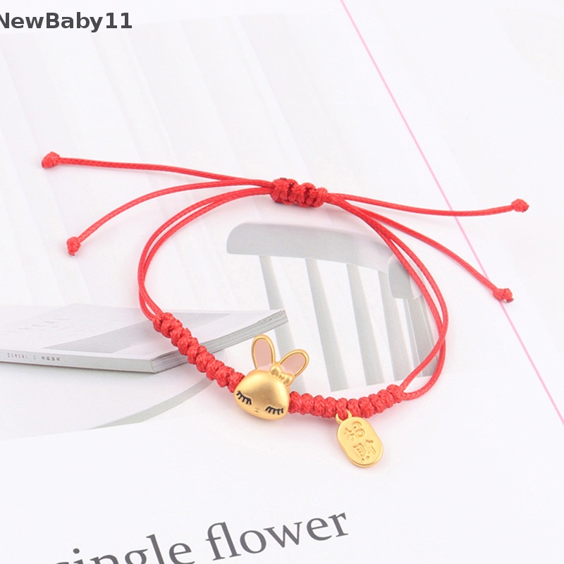 Vòng Tay Dây Đỏ May Mắn Mặt Hình Thỏ Hoàng Đạo Phong Cách Trung Hoa Cổ Điển