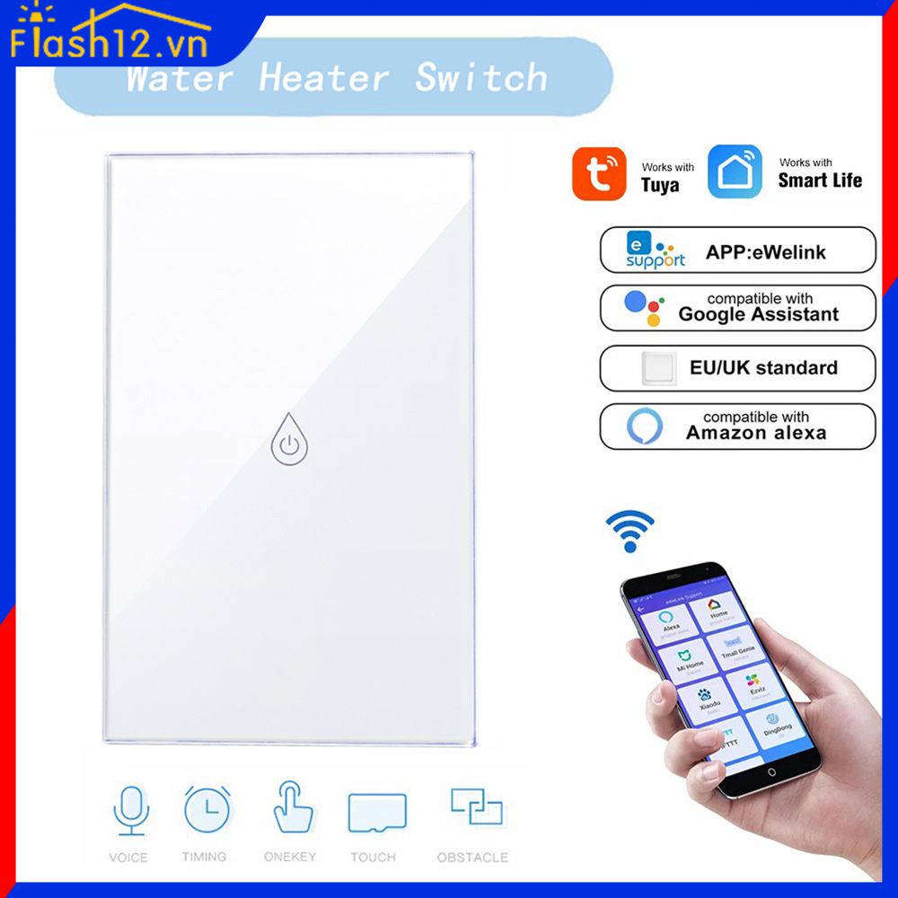 Tuya wifi thông minh Máy nước nóng chuyển đổi Zero sống dây 20A cảm ứng ứng dụng bảng điều khiển từ xa không dây flash12 _ VN