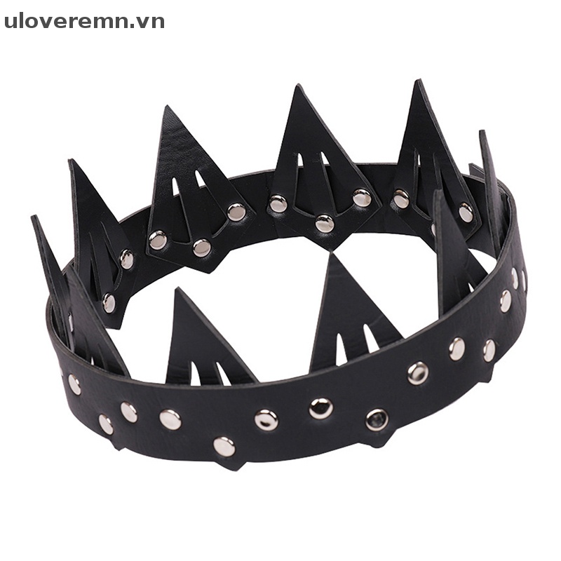 Băng Đô Cài Tóc Bằng Da Hình Vương Miện Phong Cách Gothic