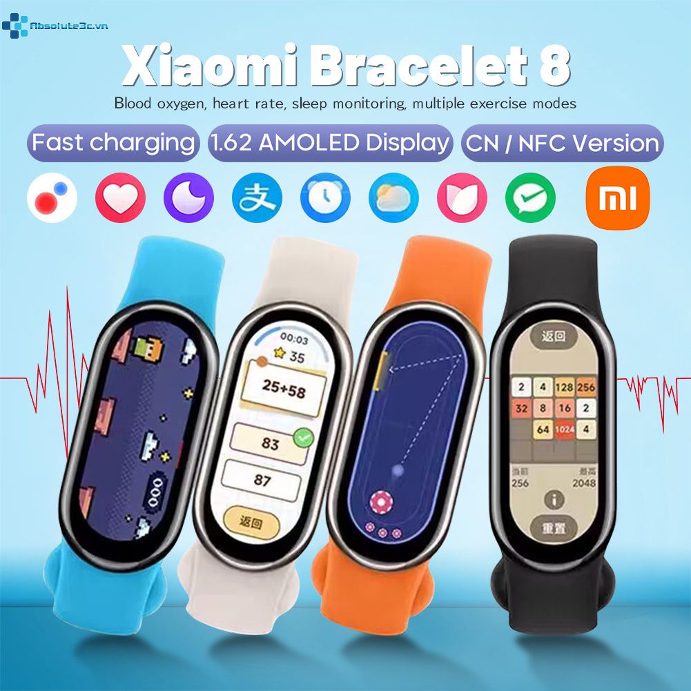 Đồng Hồ Thông Minh Xiaomi Mi Band 8 Theo Dõi Sức Khỏe Kèm Phụ Kiện
